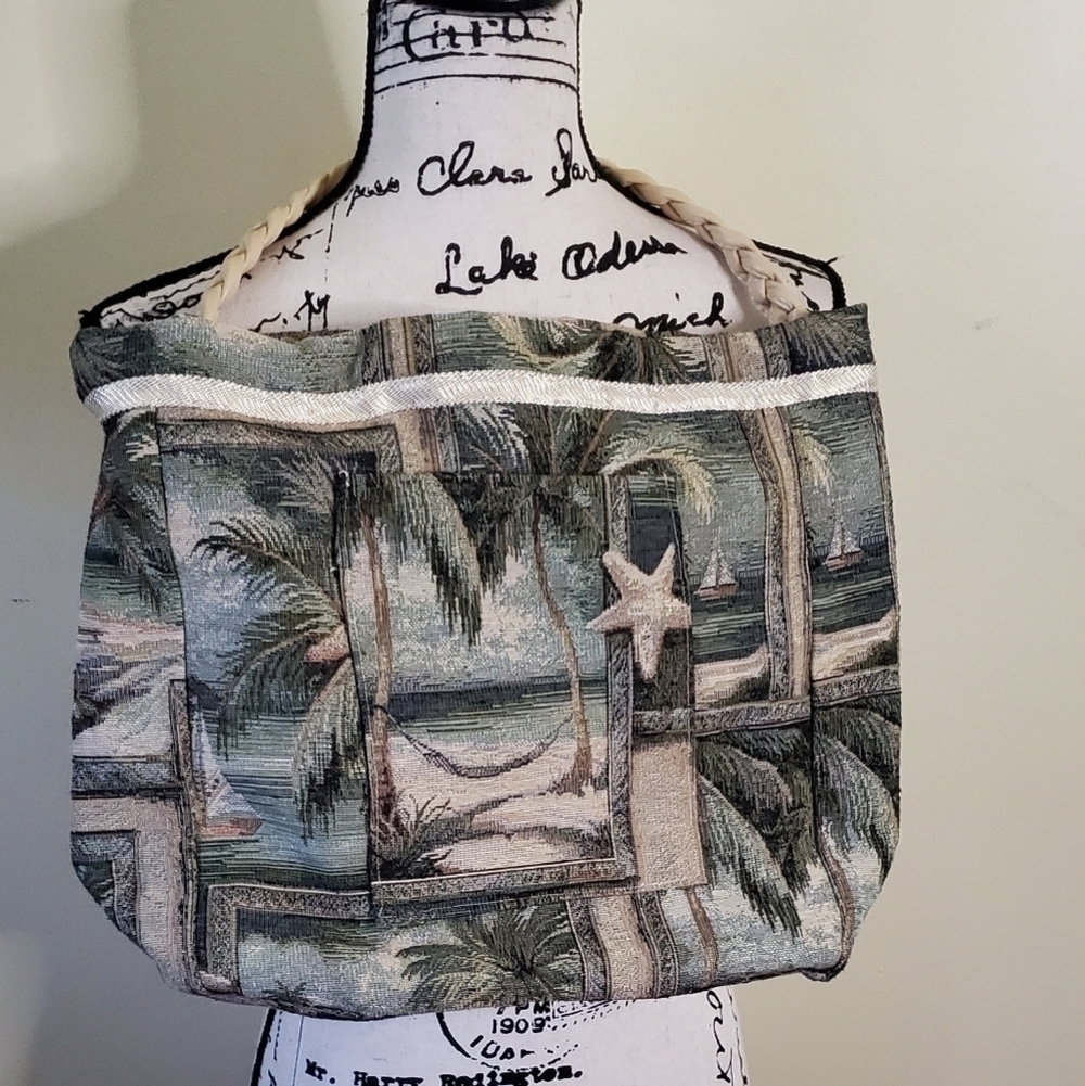 Tapestry Beach Palm Tree Star Fish Tote Bag